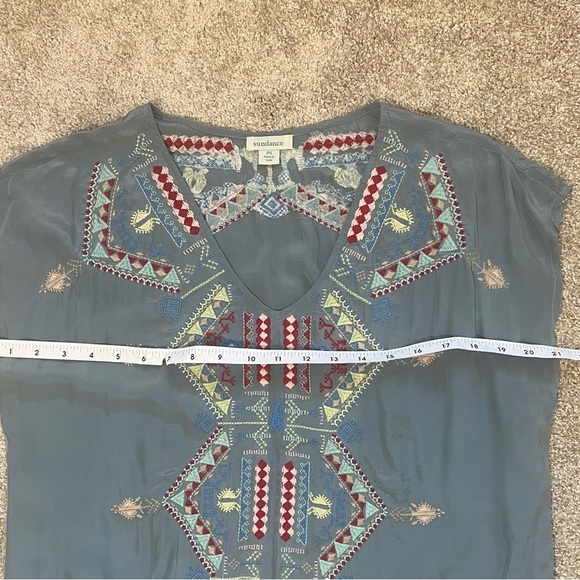 Sundance Blue Gray Dress with Tribal Embroidery - Picture 7 of 8